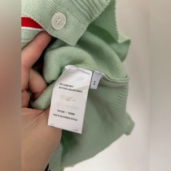 Thom Browne Women’s V-neck Casual Long-sleeved Cardigan Jacket Mint Size 2 - Picture 3 of 8